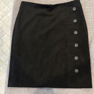 J. McLaughlin Black Side-Button Pencil Skirt with Decorative Buttons